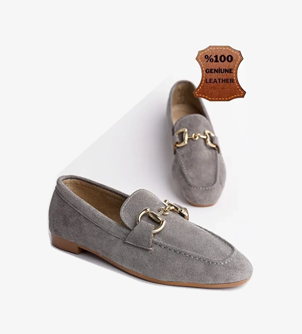 MONA Metal Tokalı Deri Kadın Loafer Günlük Ayakkabı