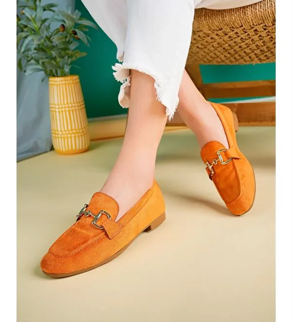 MONA Metal Tokalı Deri Kadın Loafer Günlük Ayakkabı - Görsel 1