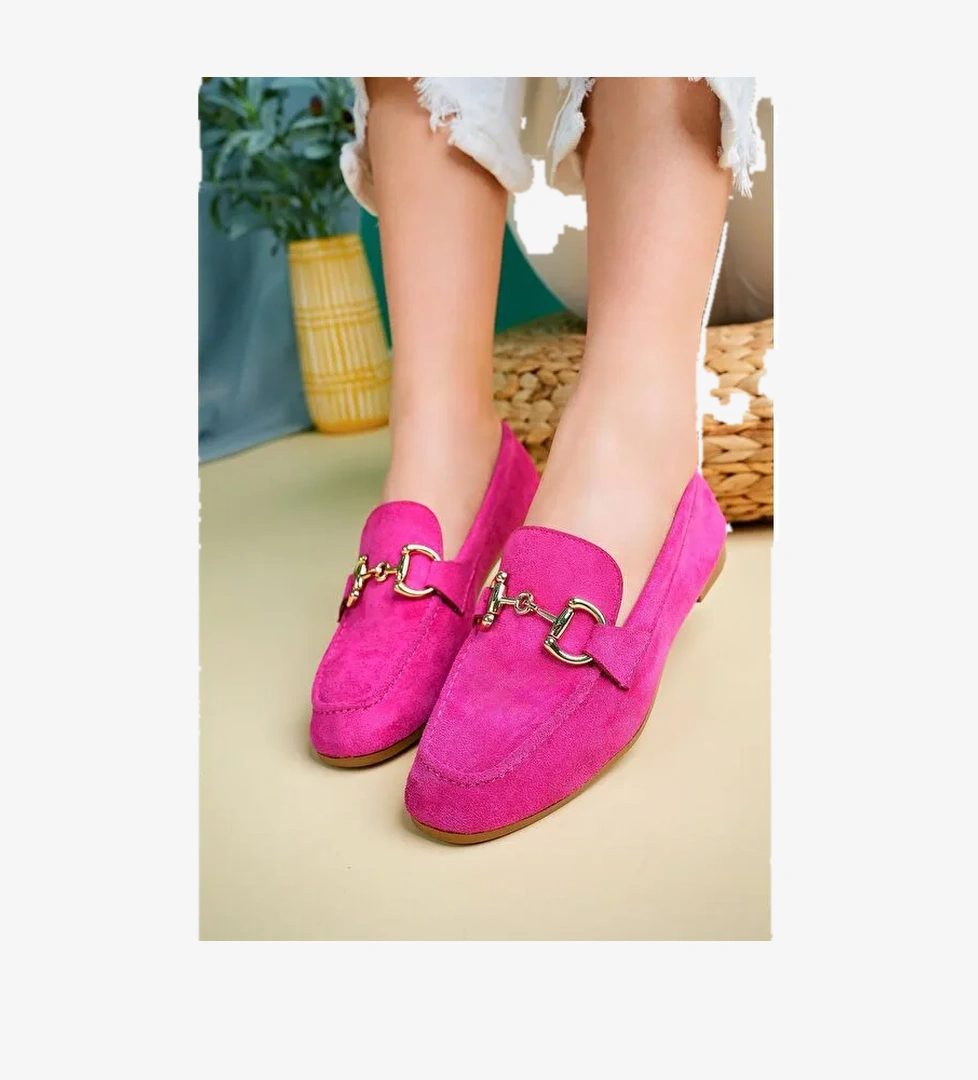 MONA Metal Tokalı Deri Kadın Loafer Günlük Ayakkabı - Görsel 1