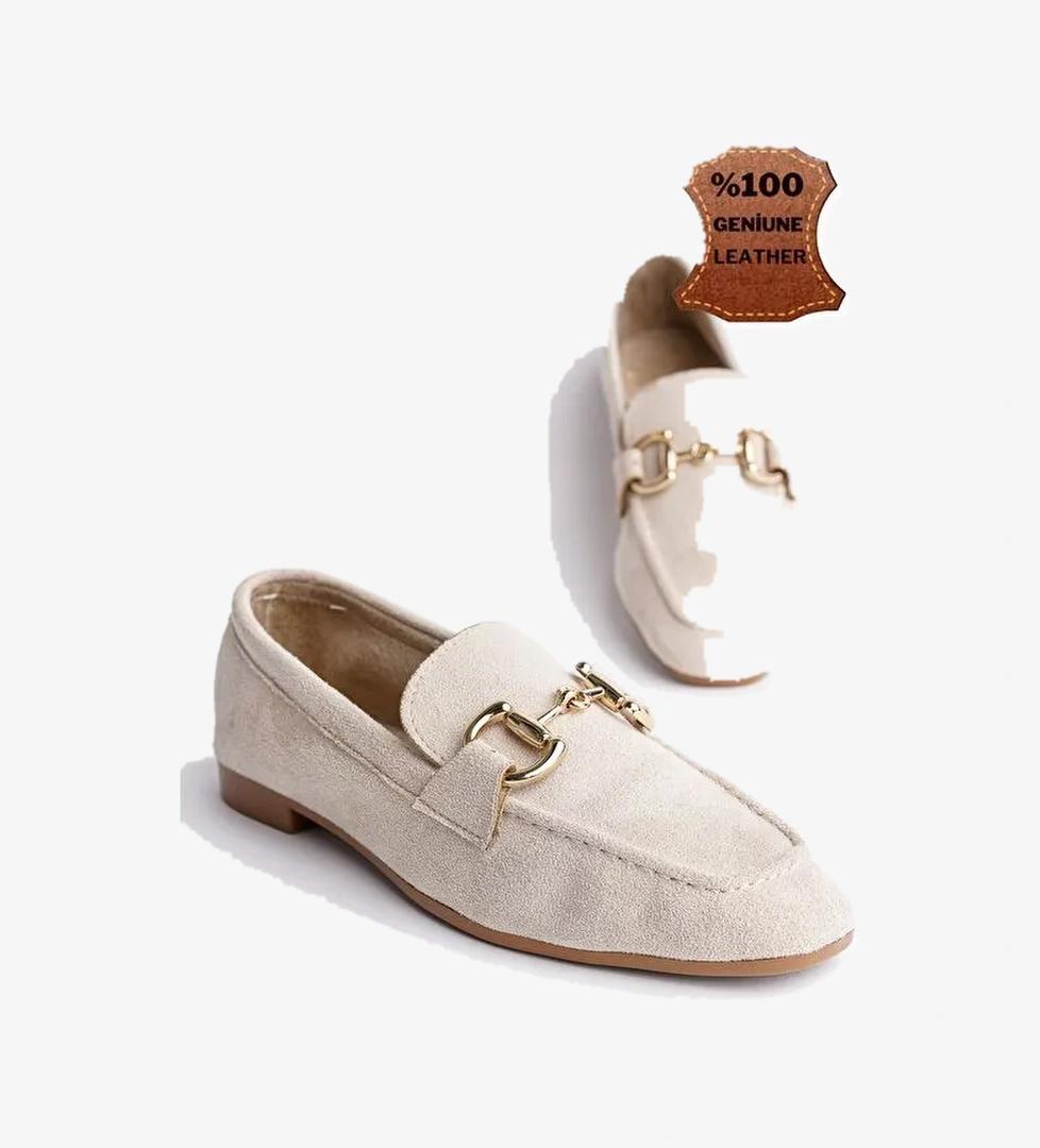 MONA Metal Tokalı Deri Kadın Loafer Günlük Ayakkabı