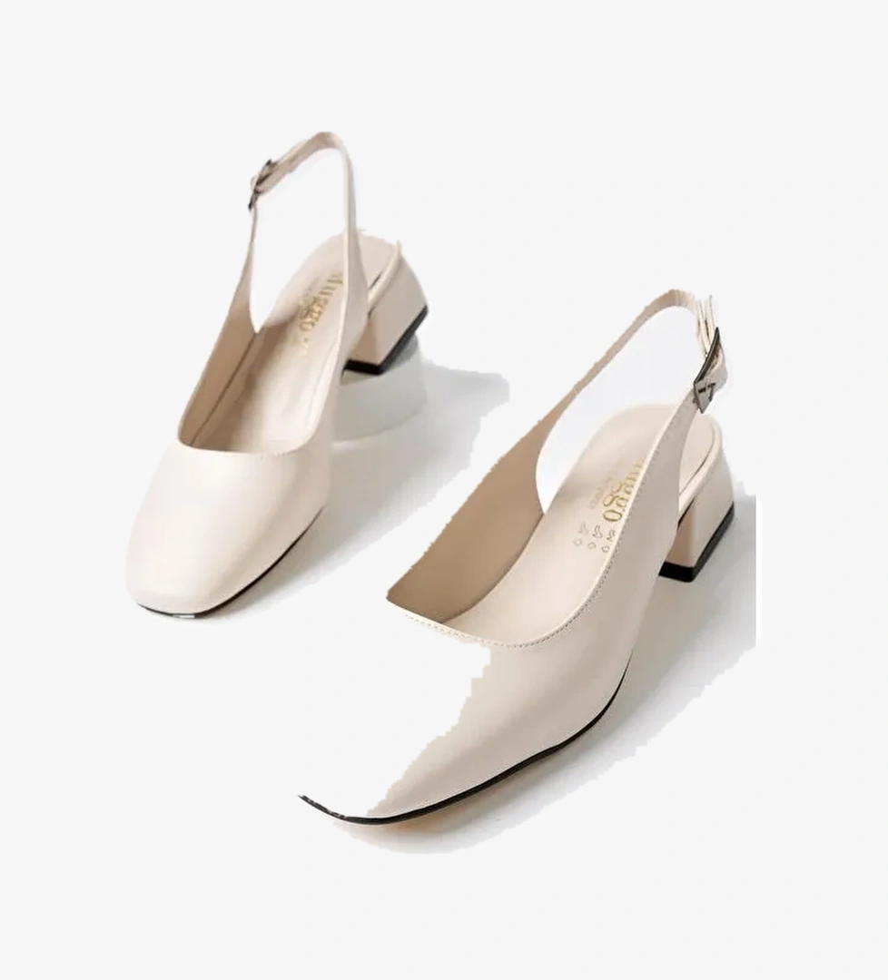 LOİS Arkası Açık Kare Burunlu Kadın Kısa Topuklu Ayakkabı