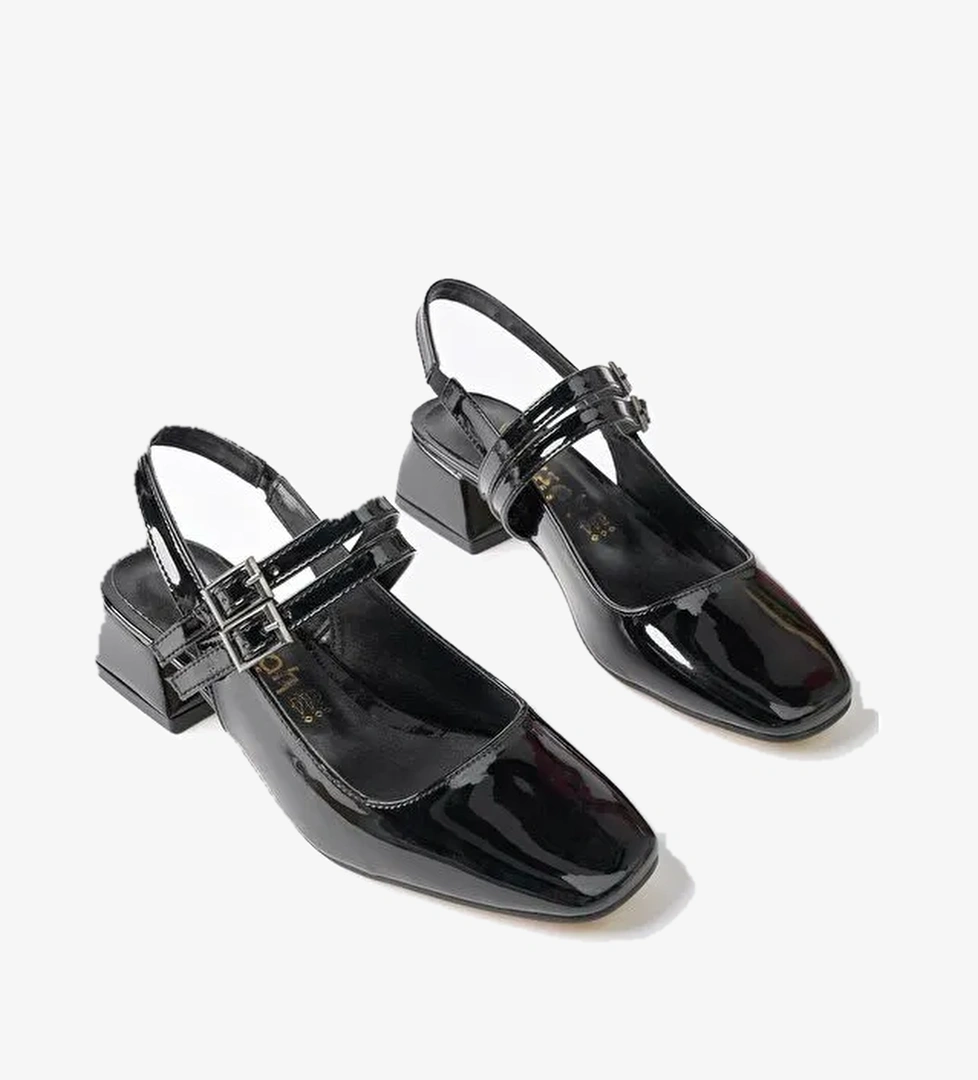 JANE Arkası Açık Kare Burunlu Kadın Günlük Kısa Topuklu Ayakkabı - Görsel 1