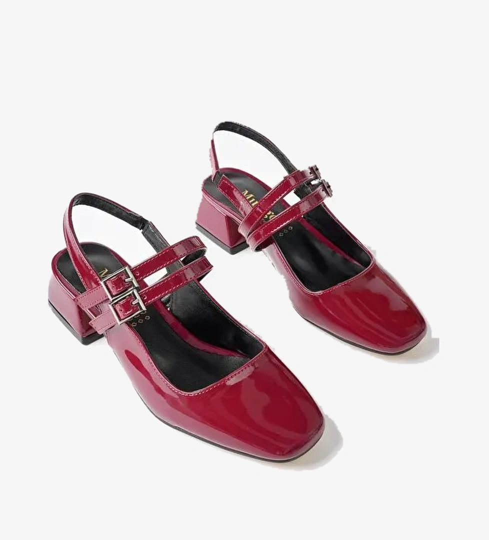 JANE Arkası Açık Kare Burunlu Kadın Günlük Kısa Topuklu Ayakkabı