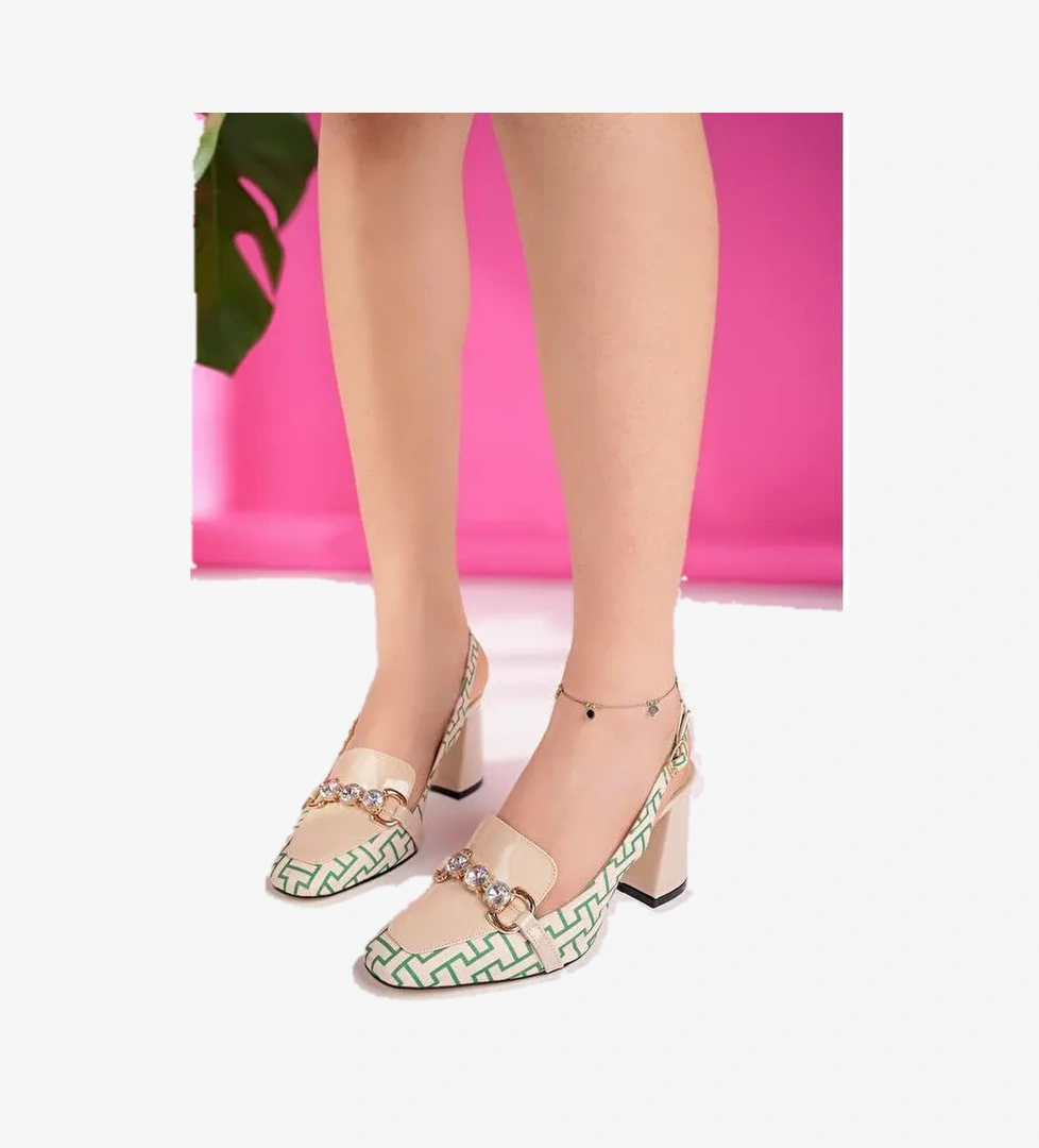 NİCHOLE Arkası Açık Kalın Topuklu Tokalı Kadın Ayakkabı - Görsel 1