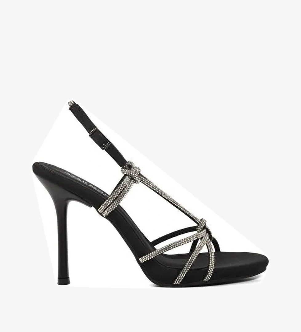 Siyah Kadın Taşlı Abiye Ayakkabı 543119