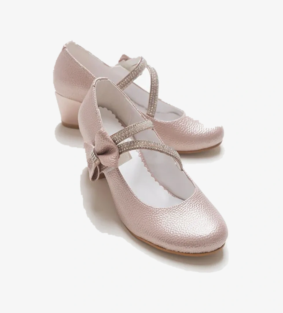 Kız Çocuk Pudra Topuklu Abiye Ayakkabı