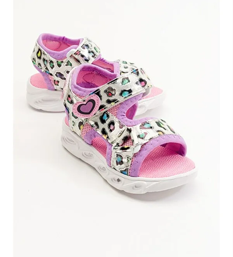 Kız Çocuk Pembe Işıklı Anatomik Hafif Spor Sandalet - Görsel 1