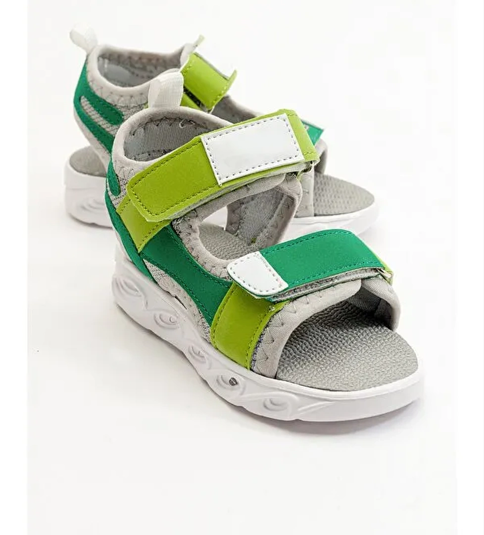 Erkek Çocuk Yeşil Işıklı Anatomik Hafif Spor Sandalet - Görsel 1