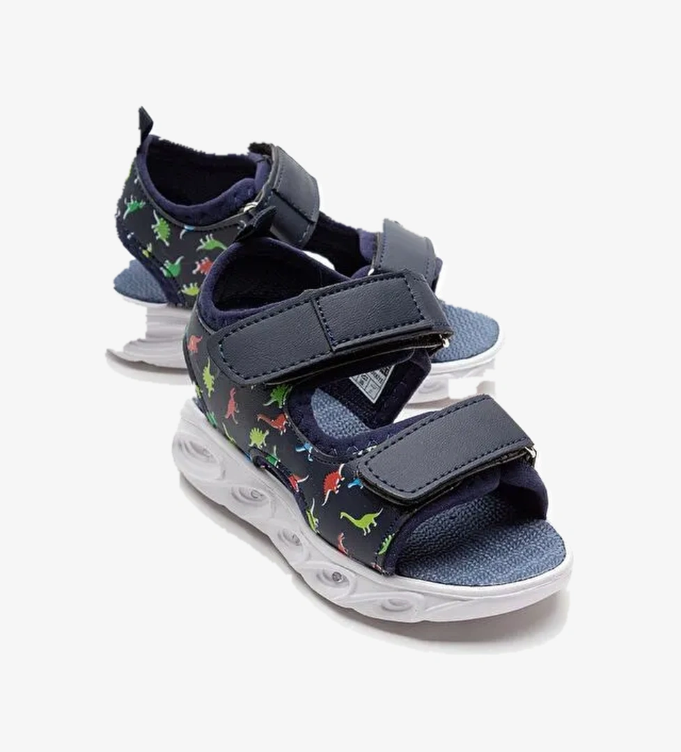 Erkek Çocuk Lacivert Işıklı Anatomik Hafif Spor Sandalet - Görsel 1