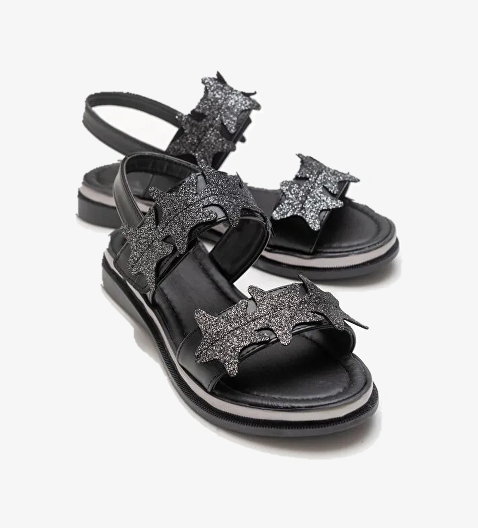 Kız Çocuk Siyah Anatomik Hafif Günlük Sandalet - Görsel 1