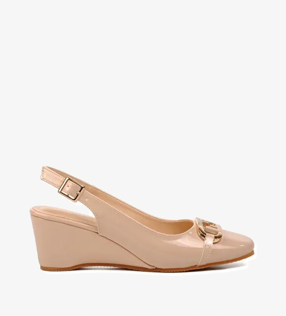 Bej Kadın Dolgu Topuklu Sandalet 312083 - Görsel 1