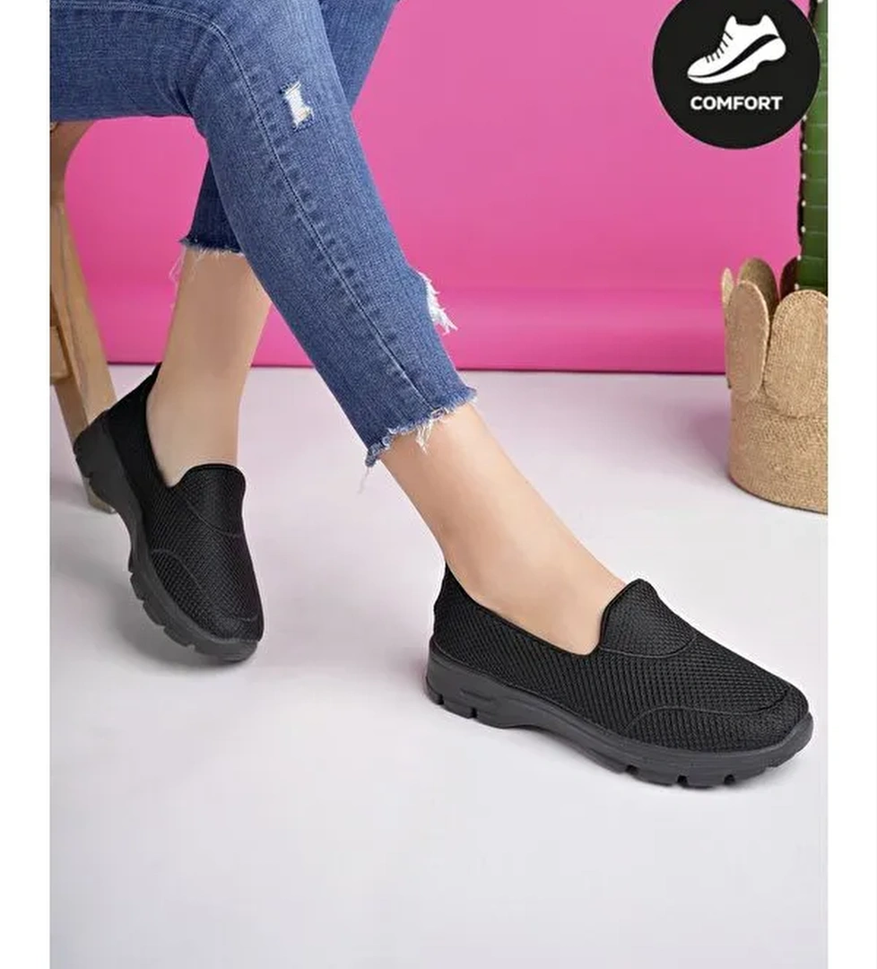 WİLLA Kadın Ortopedik Bağcıksız Nefes Alabilen Hafif Yürüyüş Sneaker Spor Ayakkabı - Görsel 1
