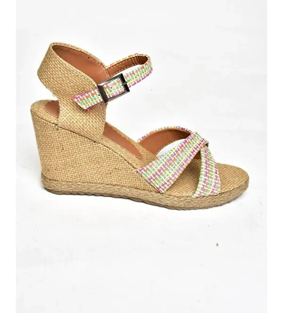 S2414140 Renkli Kadın Dolgu Topuklu Ayakkabı