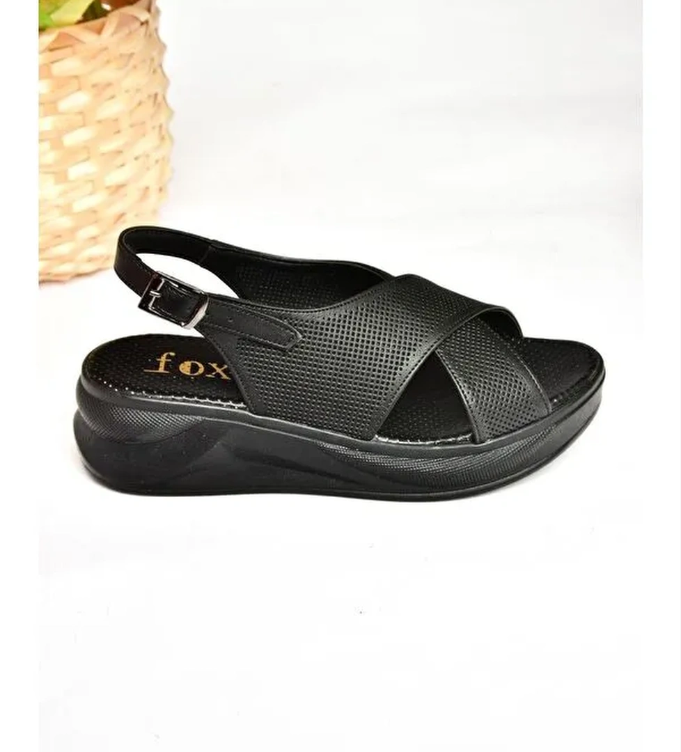 Fox Shoes S7130307 Siyah Bej Kadın Sandalet model görseli