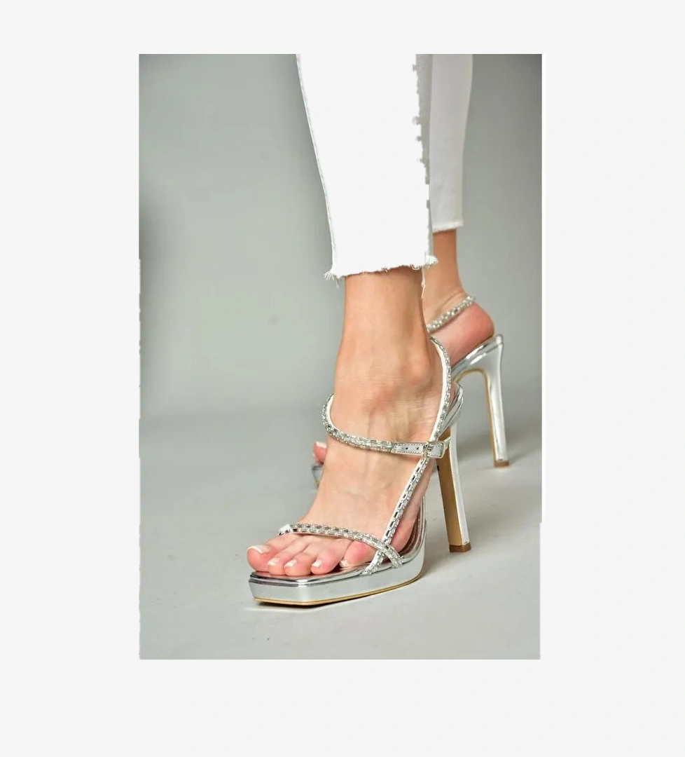 S5696162 Gümüş Kadın Topuklu Ayakkabı