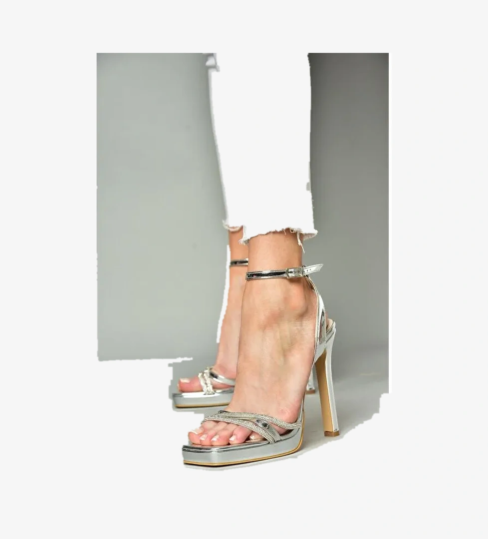 S5696125 Gümüş Kadın Topuklu Ayakkabı