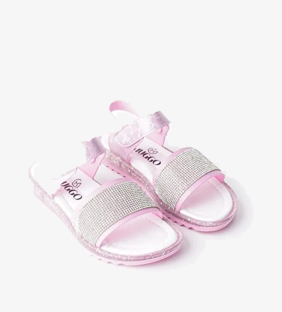 WİNNİE Günlük Hafif Taban Taşlı ve Cırtlı Kız Çocuk Sandalet