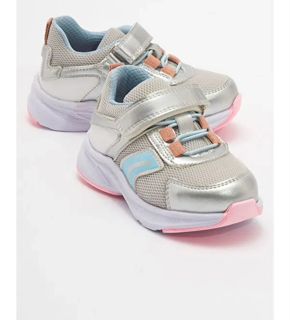 Kız Çocuk Gümüş Günlük Spor Ayakkabı - Görsel 1