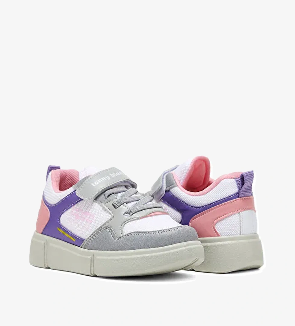 Çocuk Unisex Buz Lila Rahat Kalıp Cırtlı Ayakkabı