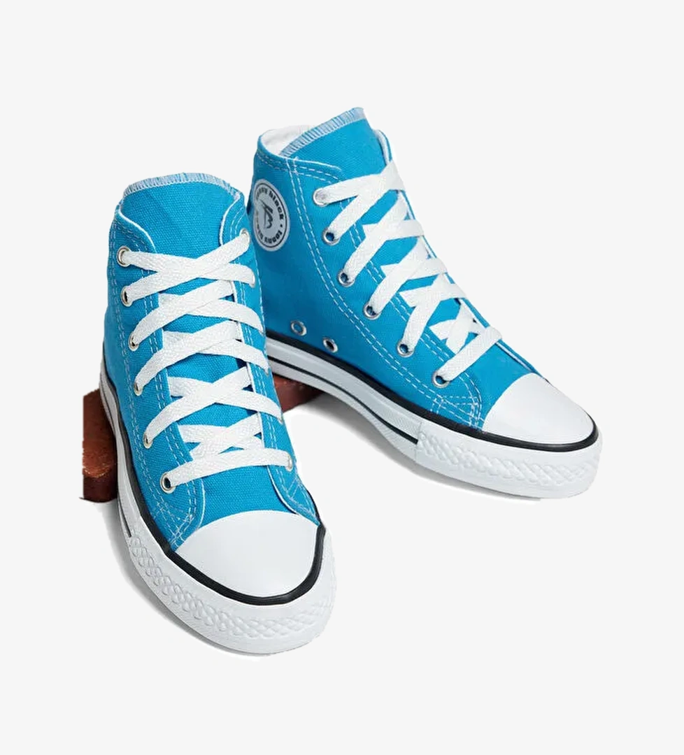 Çocuk Unisex Mavi Rahat Kalıp Bağcıklı Uzun Spor Ayakkabı