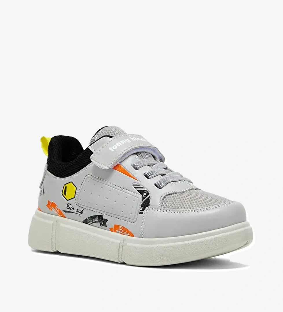 Çocuk Unisex Buz Siyah Rahat Kalıp Cırtlı Ayakkabı