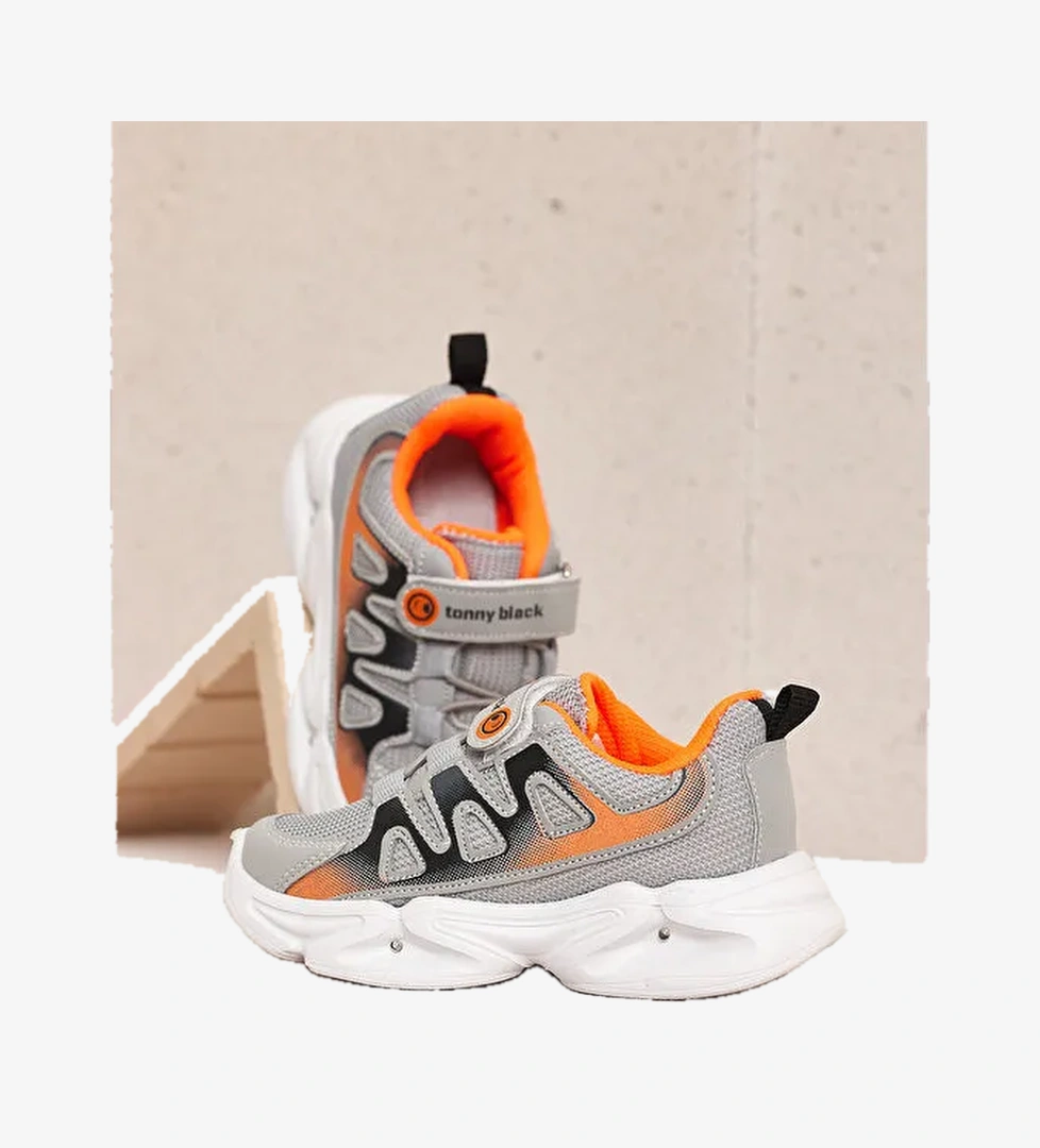 Çocuk Unisex Buz Portakal Rahat Kalıp Işıklı Cırtlı Ayakkabı