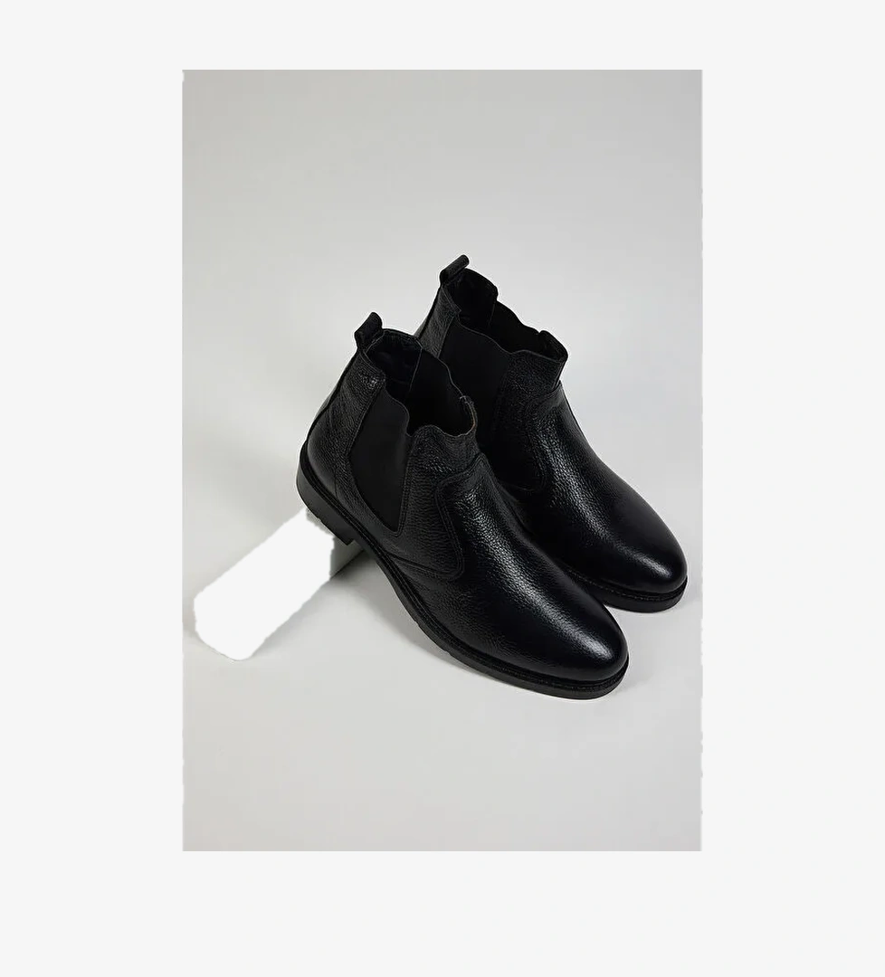 Tonny Black Erkek Siyah Rahat Kalıp Hakiki Deri Lastikli Bot model görseli