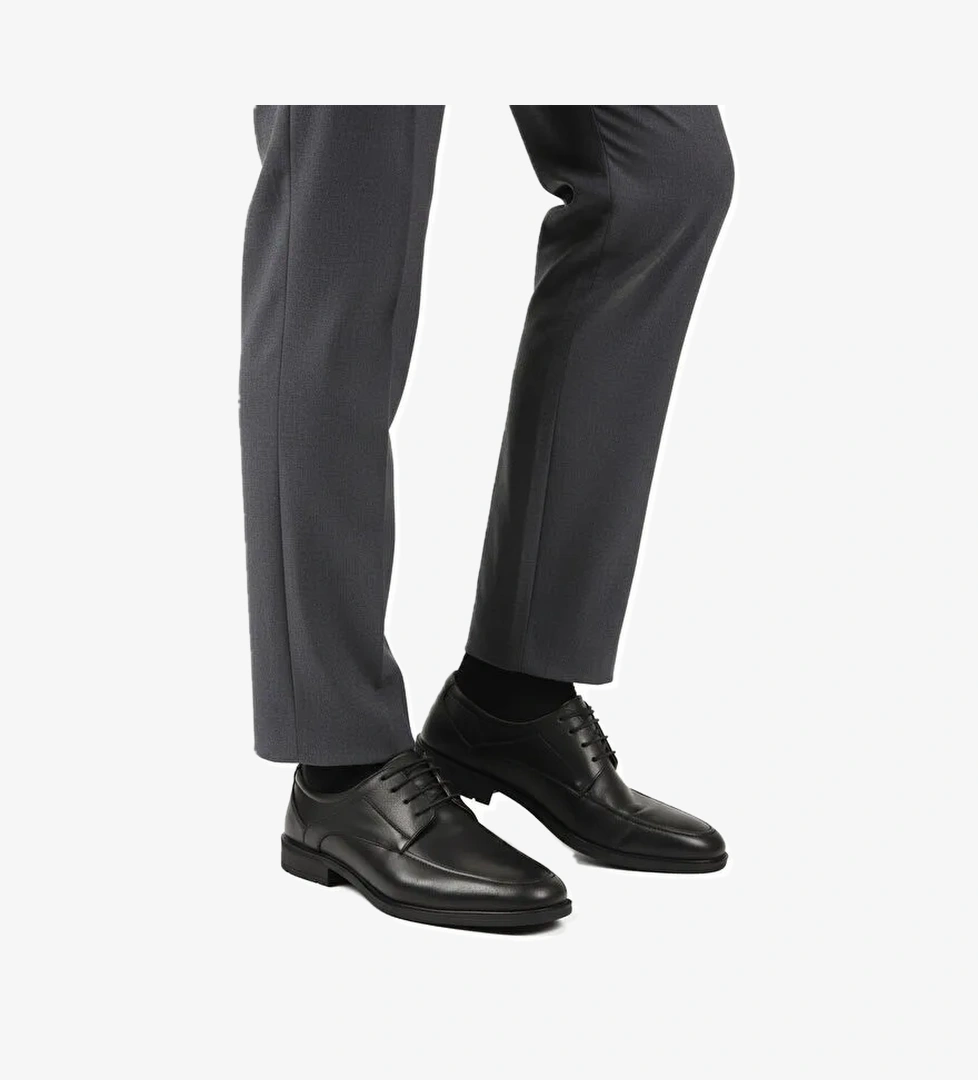 Siyah Bağcıklı Deri Jel Taban Anatomik Erkek Casual Ayakkabı 301 M - Görsel 1