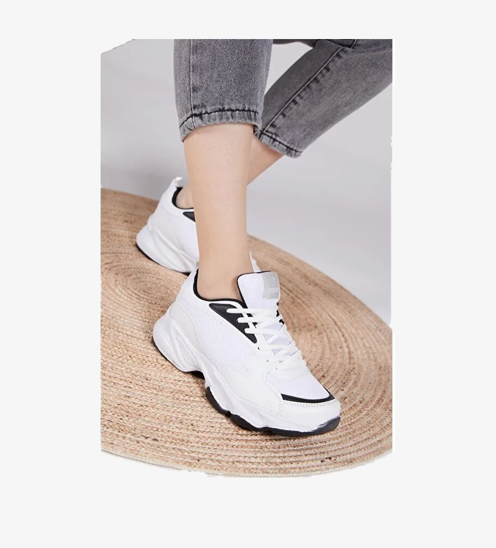 Unisex Beyaz Siyah Spor Ayakkabı Zyp
