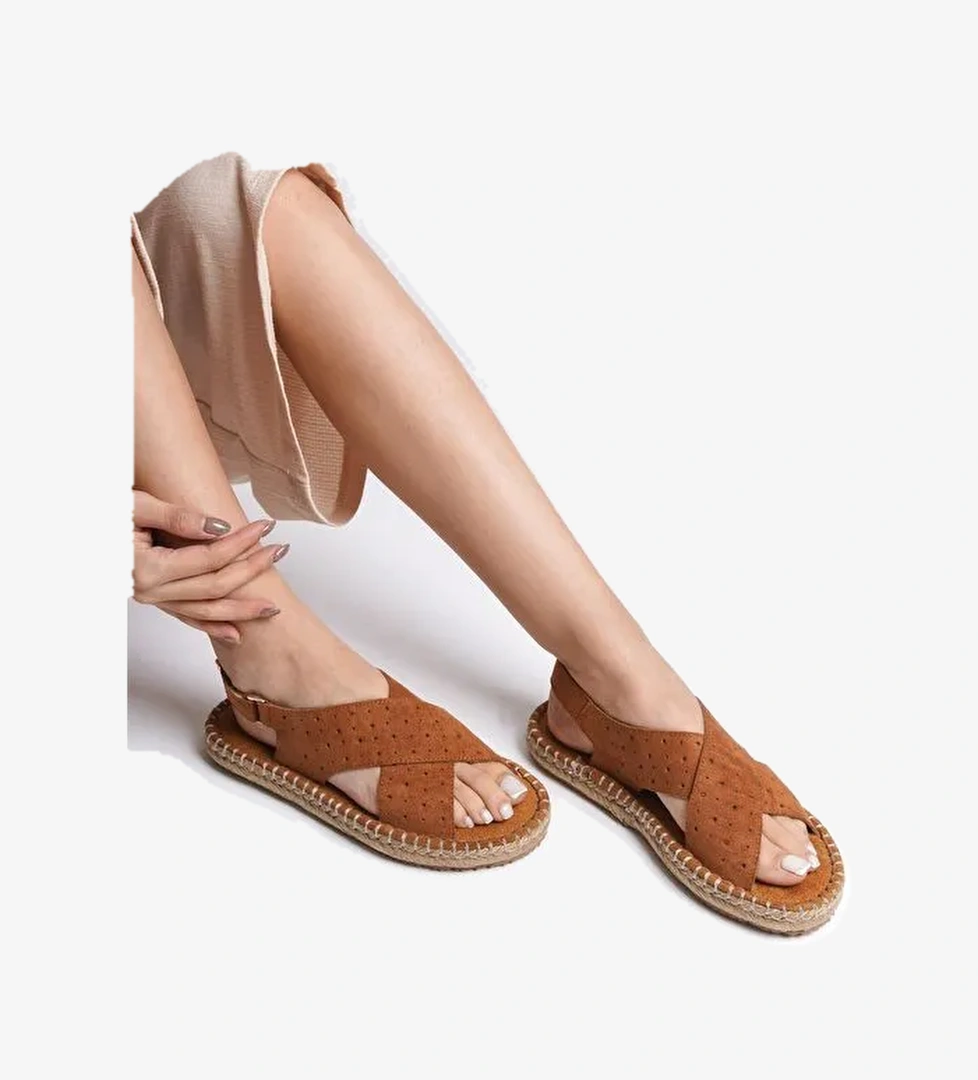 Çapraz Bantlı Kadın Espadril Sandalet - Görsel 1