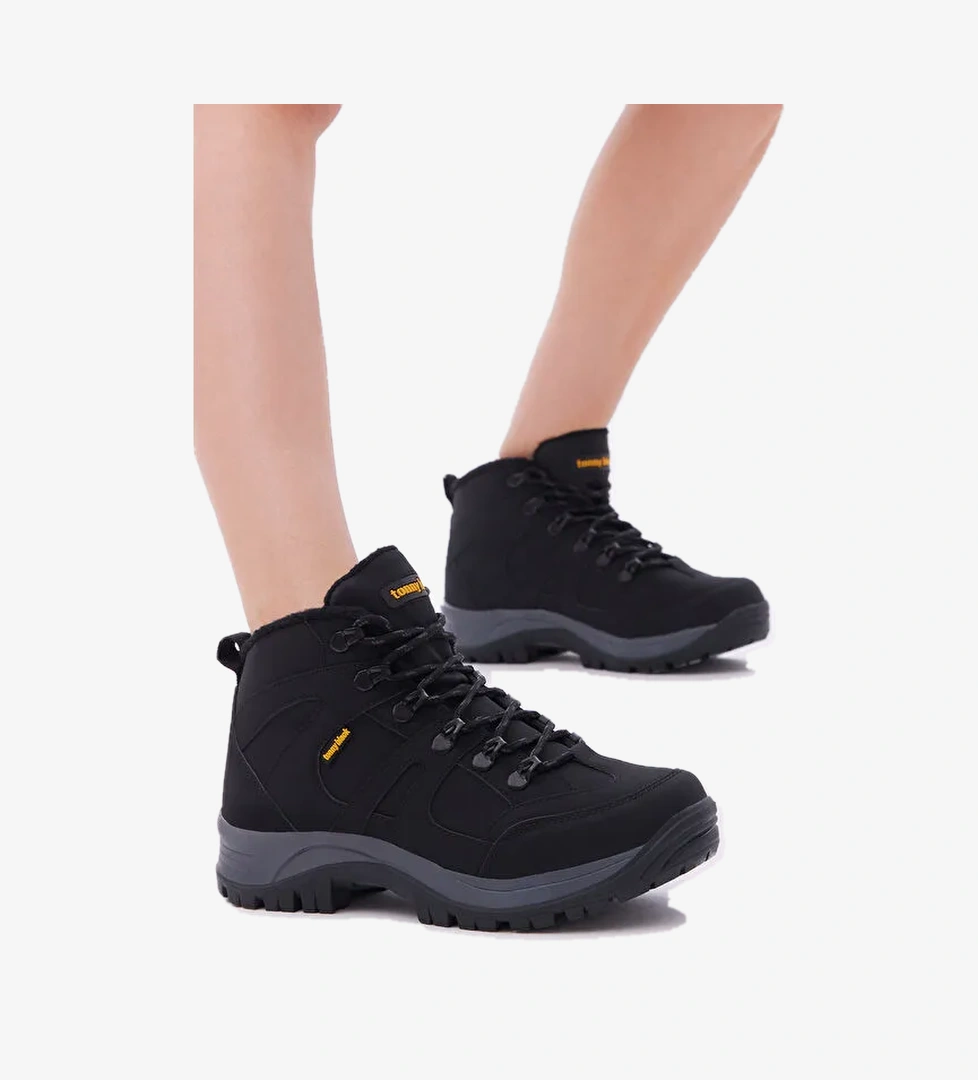 Unisex Siyah Rahat Kalıp Bağcıklı Trekking Bot