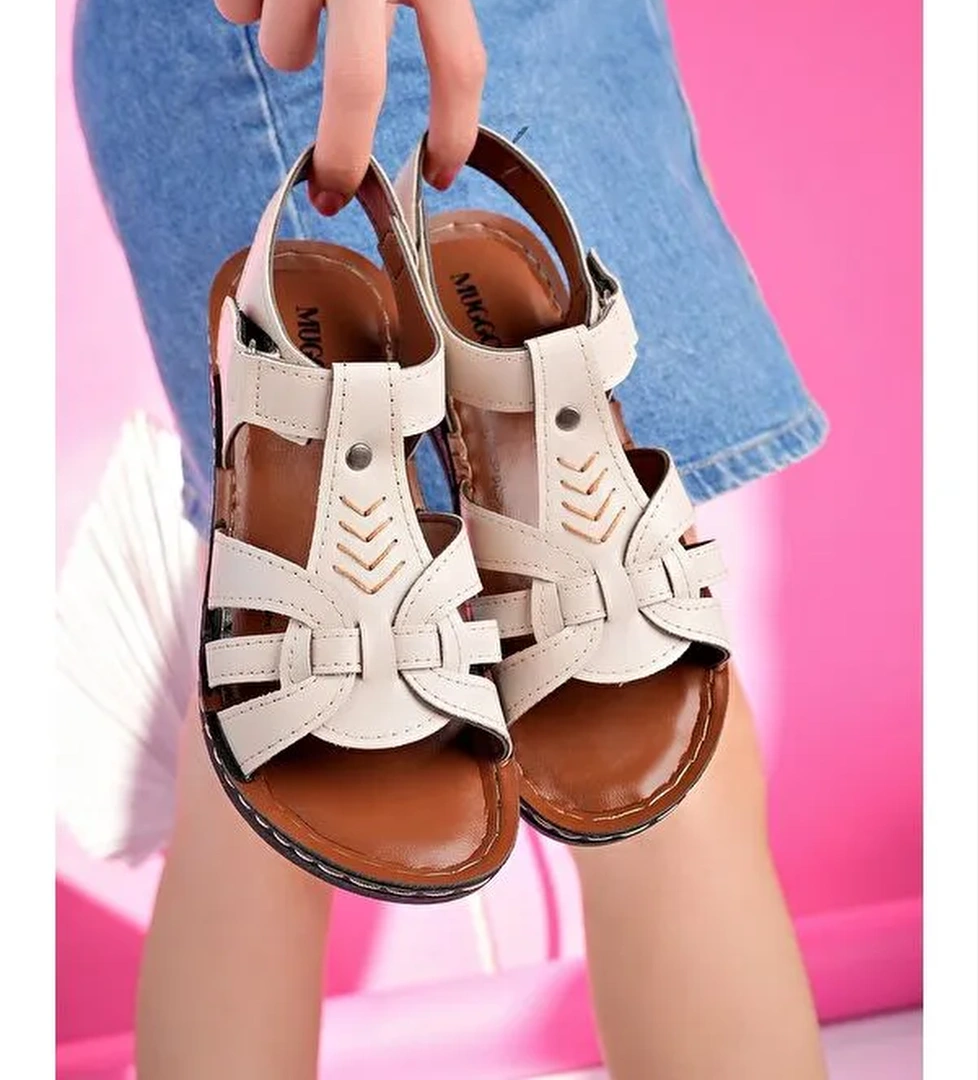 Kadın Günlük Ortopedik Kaymaz Taban Rahat Sandalet - Görsel 1