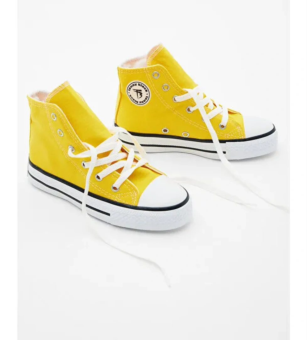 Çocuk Unisex Sarı Rahat Kalıp Bağcıklı Uzun Spor Ayakkabı