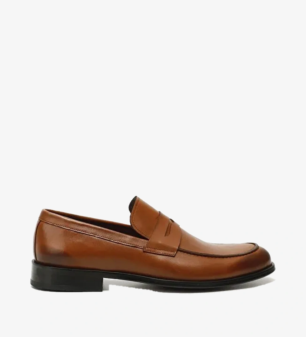 TABA-KAHVERENGI Platinum Hakiki Deri Kosele Taban Loafer Gunluk Erkek Ayakkabi 01084