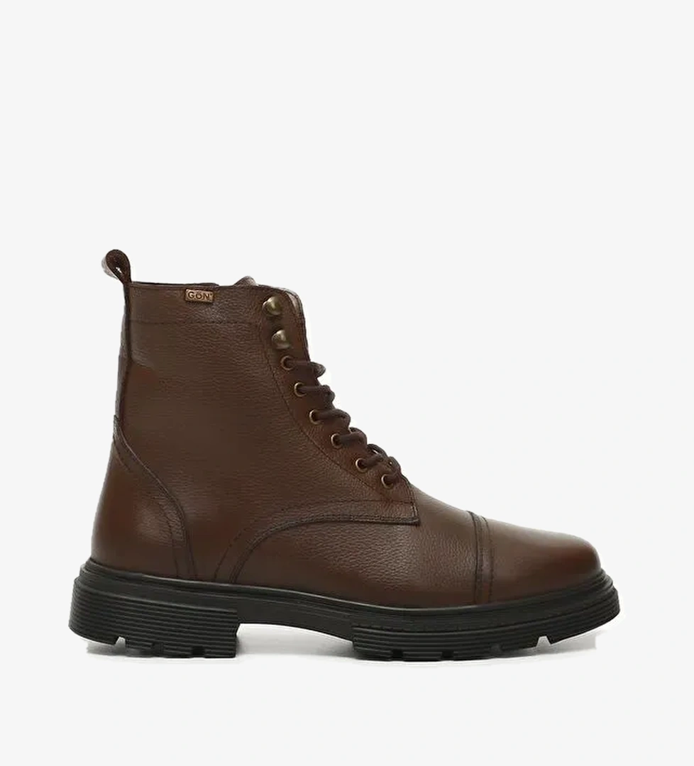 KIZIL KAHVERENGİ Hakiki Deri Fermuarlı Bağcıklı Erkek Postal Bot 81501