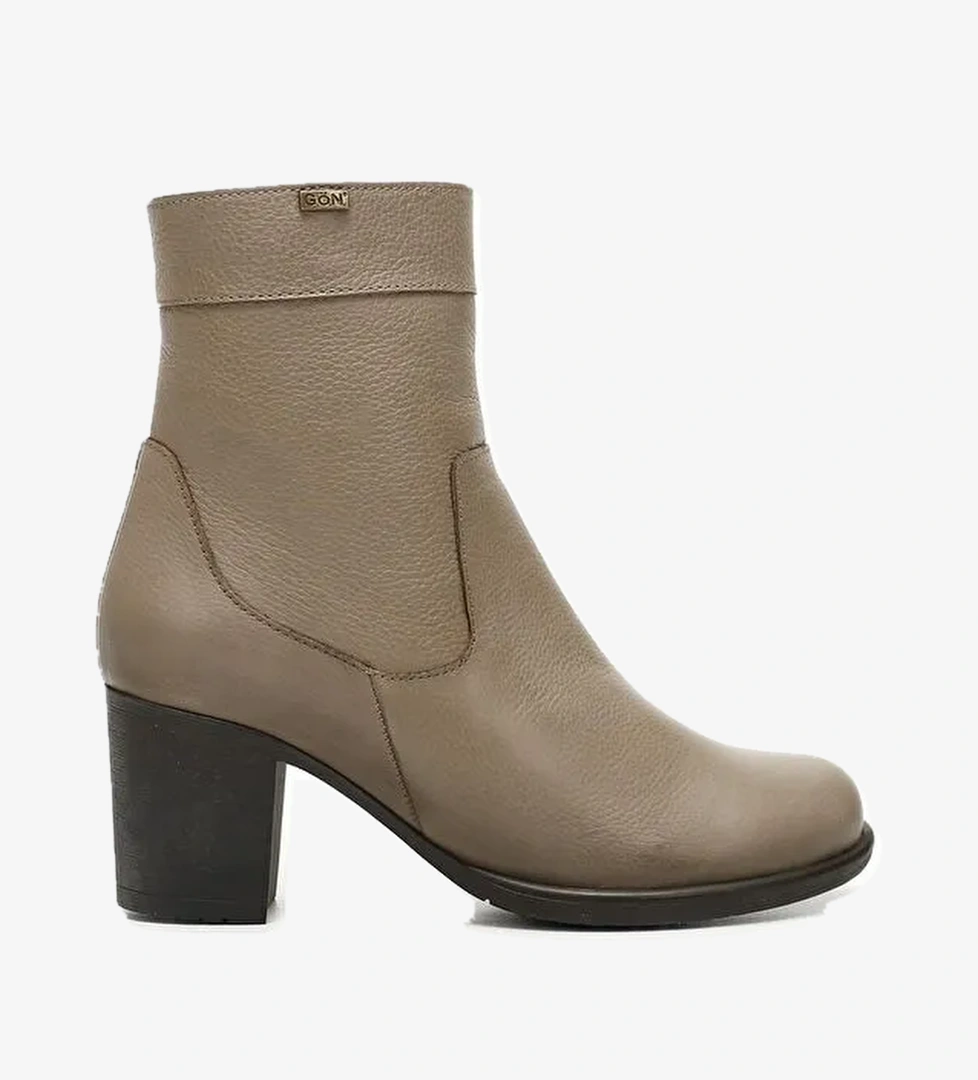 Gonderi(r) Siyah Gonderi(r) Hakiki Deri Kadın Fermuarlı Topuklu Bot