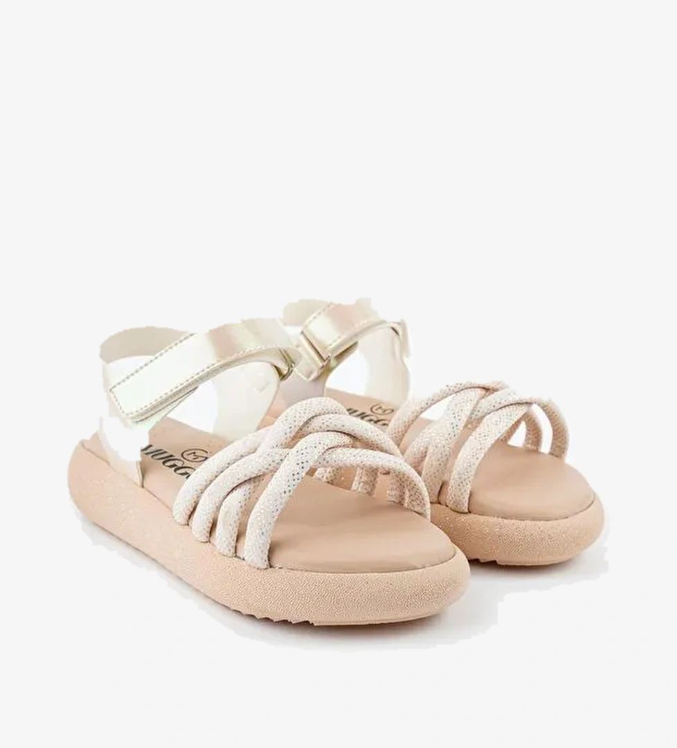 JAZZ Günlük Ortopedik Hafif Taban Örgü Detaylı Cırtlı Kız Çocuk Sandalet - Görsel 1