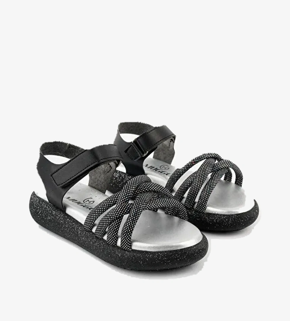 JAZZ Günlük Ortopedik Hafif Taban Örgü Detaylı Cırtlı Kız Çocuk Sandalet