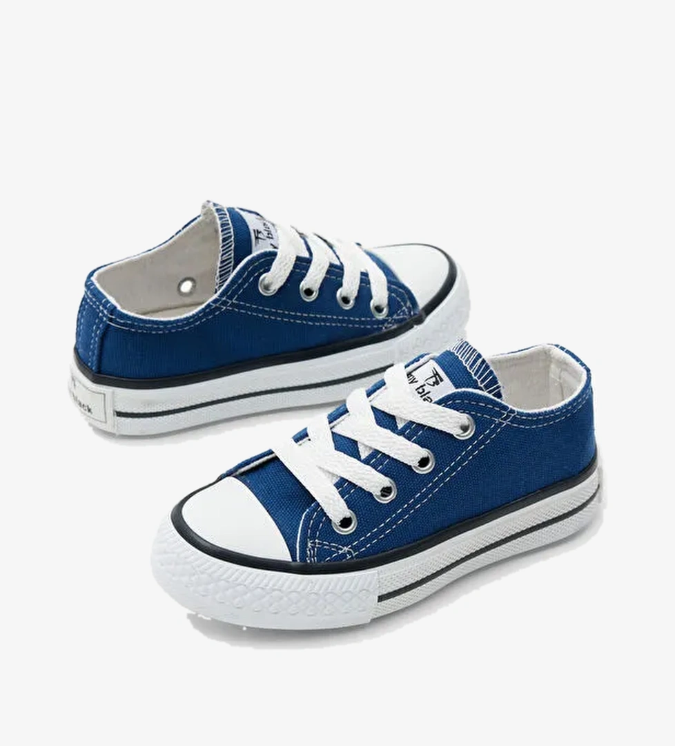 Çocuk Unisex Jean Mavi Rahat Kalıp Bağcıklı Spor Ayakkabı - Görsel 1