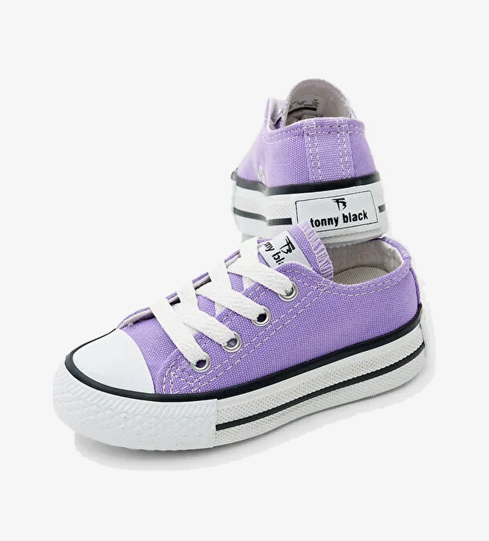 Çocuk Unisex Lila Rahat Kalıp Bağcıklı Spor Ayakkabı