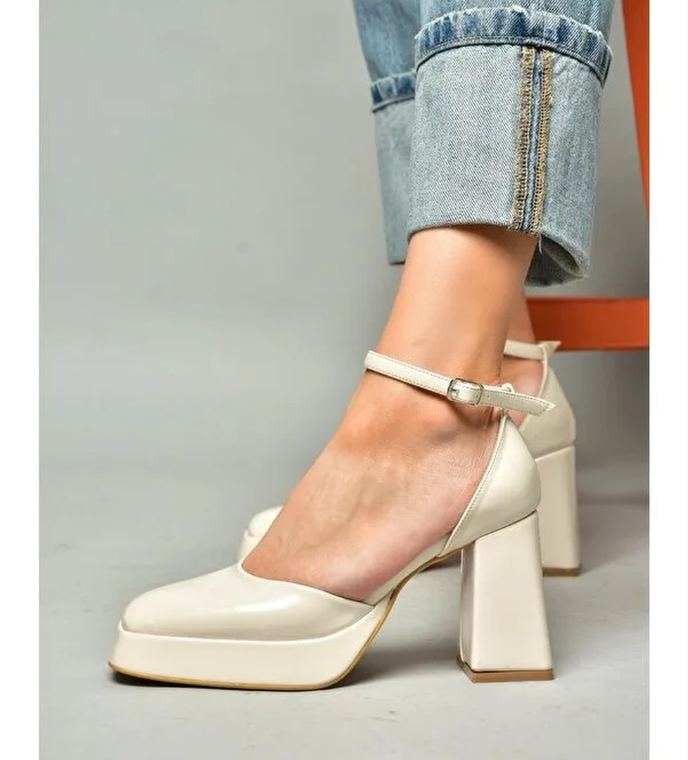 S2820303 Bej Kadın Topuklu Ayakkabı - Görsel 1