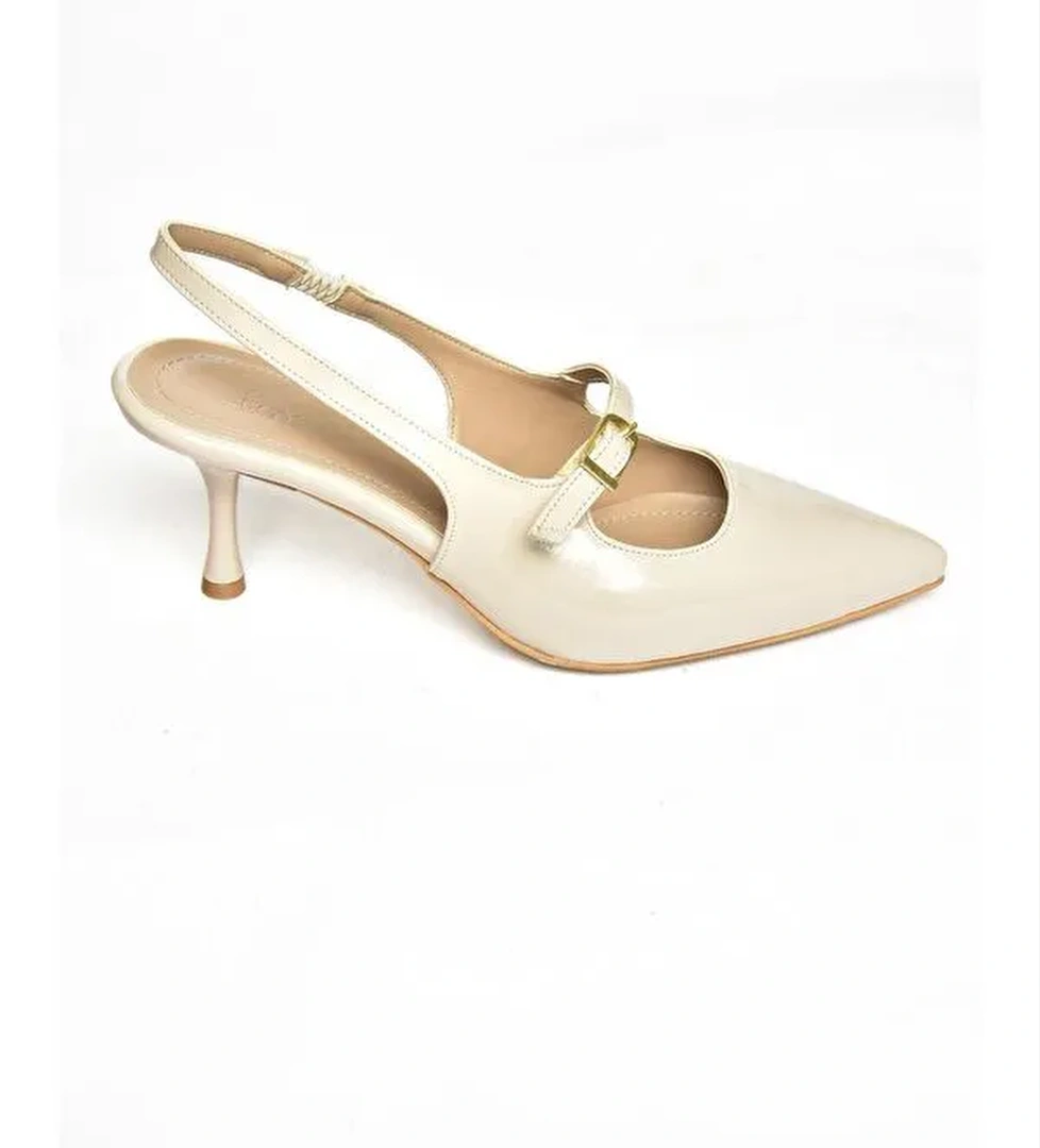 S4042006 Bej Kadın Topuklu Ayakkabı - Görsel 1