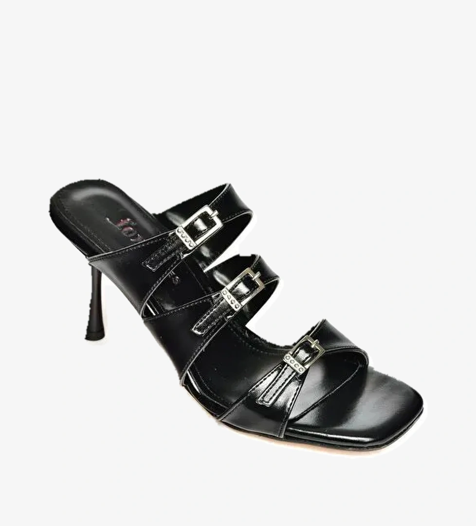 S5182004 Siyah Kadın Topuklu Terlik - Görsel 1