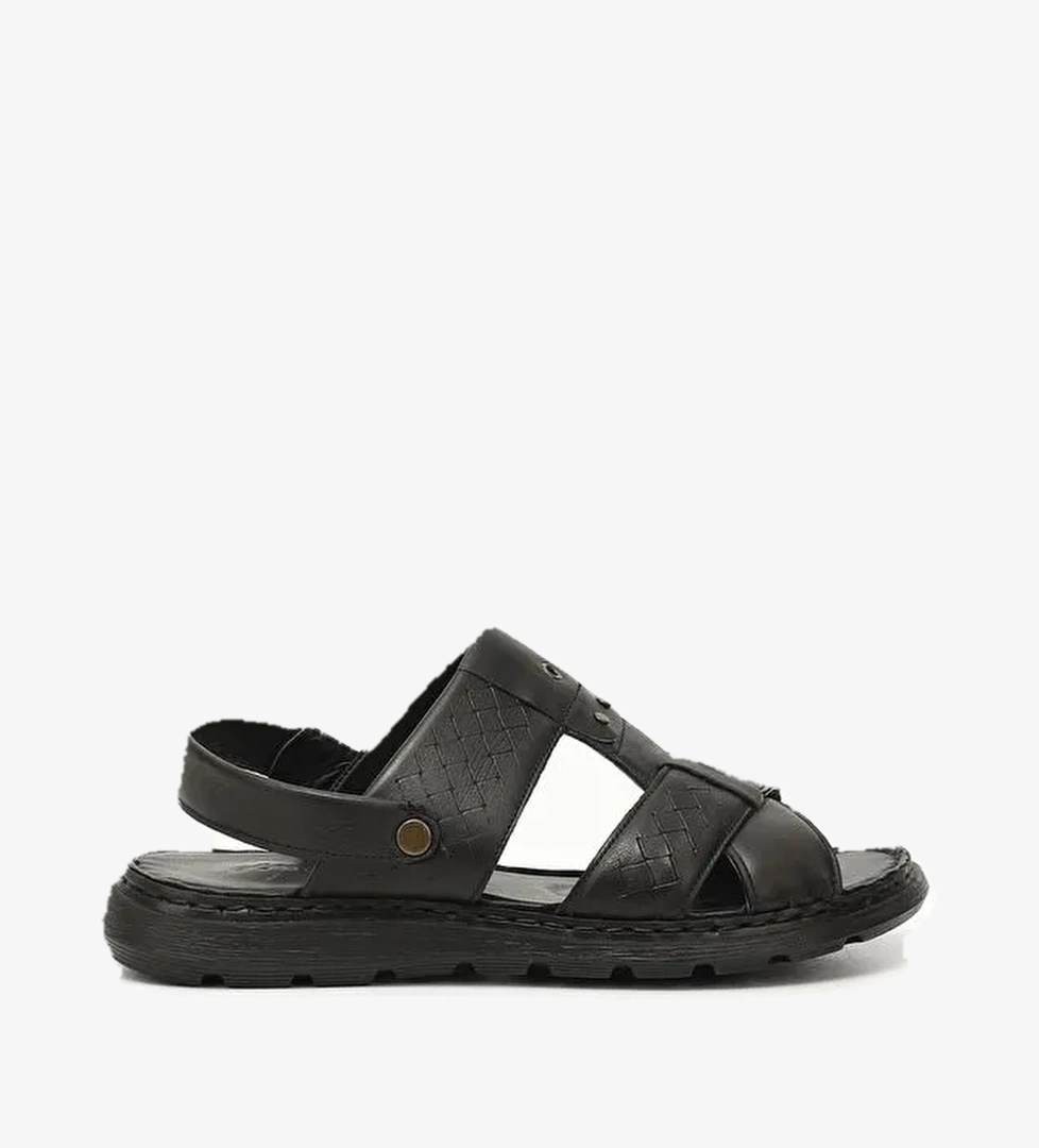 Gönderi̇(r) Siyah Hakiki Deri Erkek Sandalet 42811 model görseli