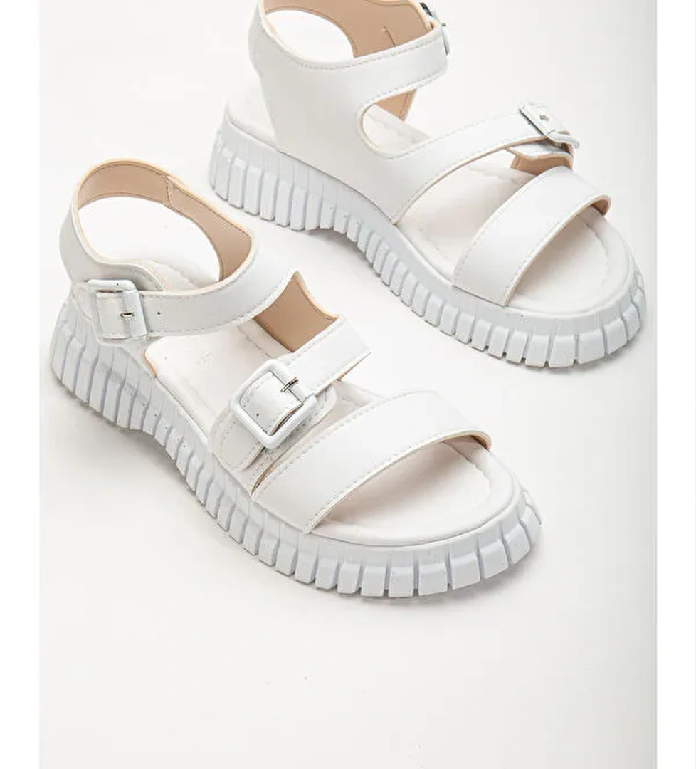 Tonny Black Yeşil Tonny Black Kalin Poli Kadın Taban Çift Tokalı Tek Bantlı Sandalet