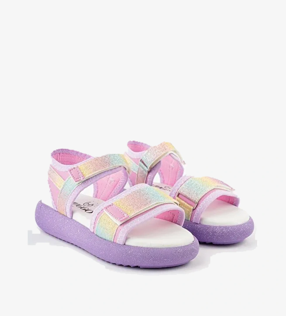 CRUZ Günlük Ortopedik Hafif Taban Simli ve Cırtlı Kız Çocuk Sandalet - Görsel 1