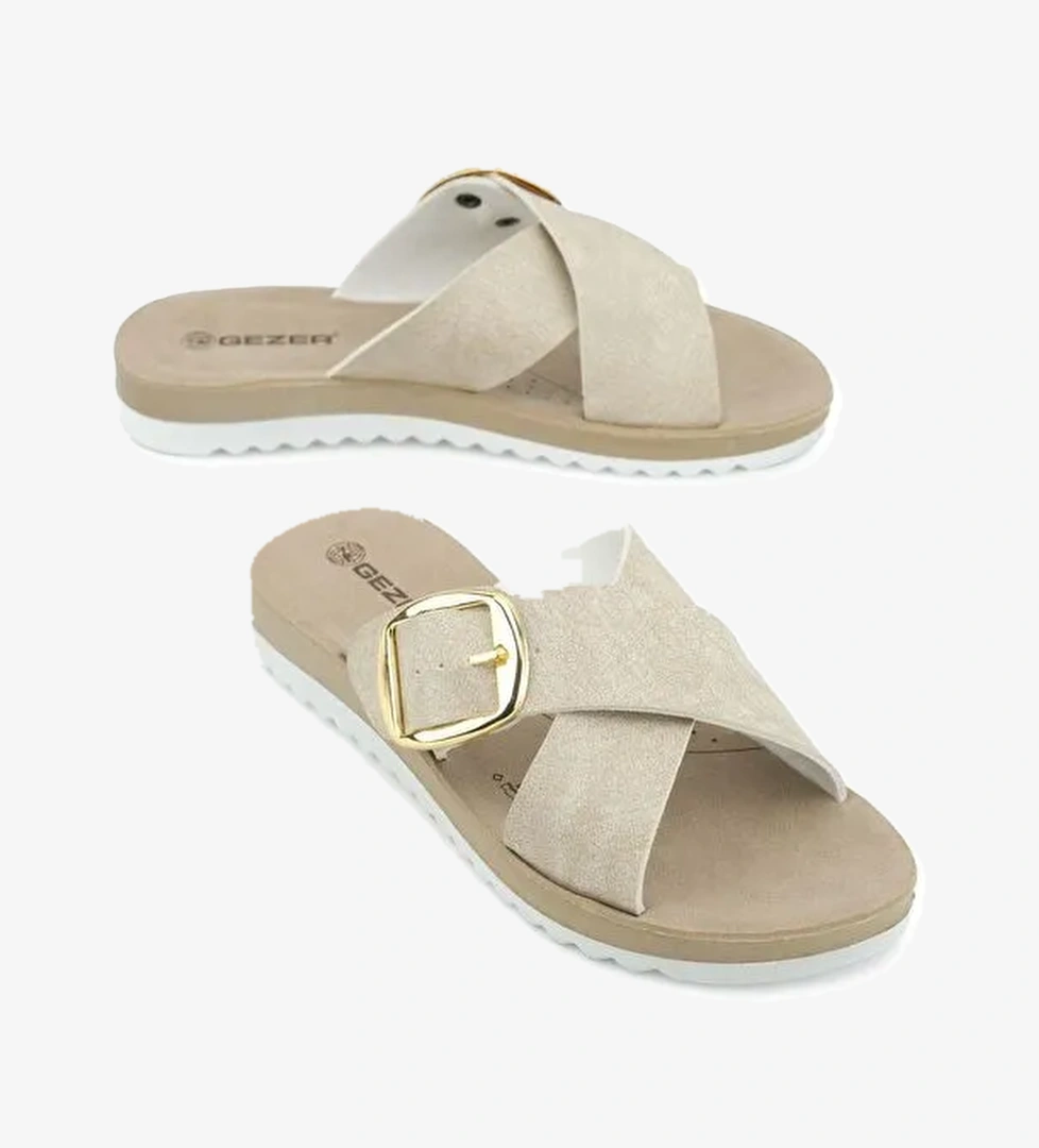 Kadın Yazlık Tek Toka Ayarlanabilir Suni Deri Rahat Taban Günlük Terlik - Görsel 1