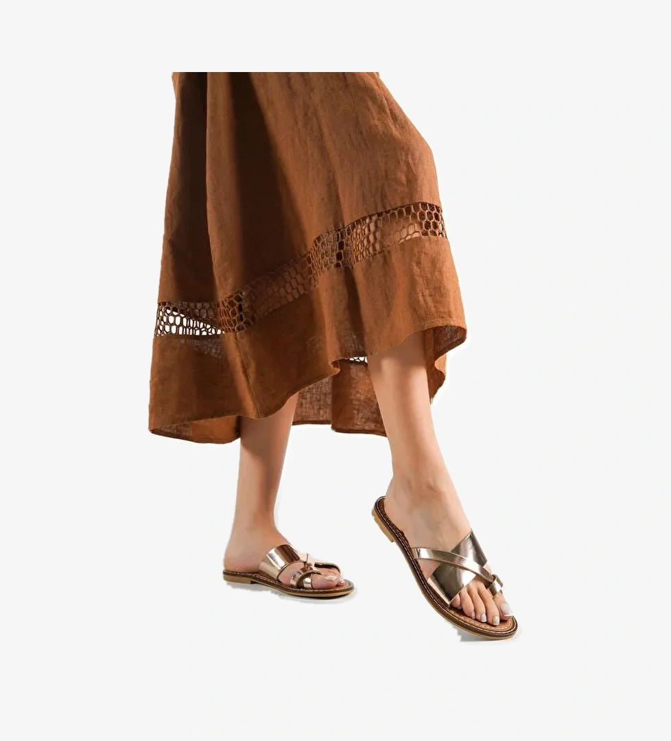 888 Hakiki Deri Bodrum Kadın Terlik - Görsel 1