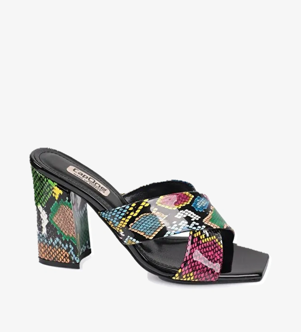 015 Topuklu Küt Burun Kadın Terlik - Görsel 1