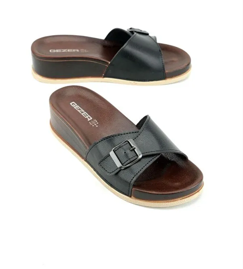 Yazlık Kadın Tek Toka Ayarlanabilir Suni Deri Terlik - Görsel 1